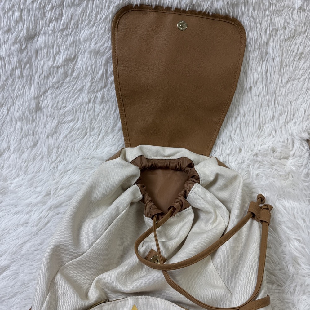Loungefly Harry Potter Floral Deathly Hallows Slouch Backpack Cream Faux Leather - Picture 8 of 14